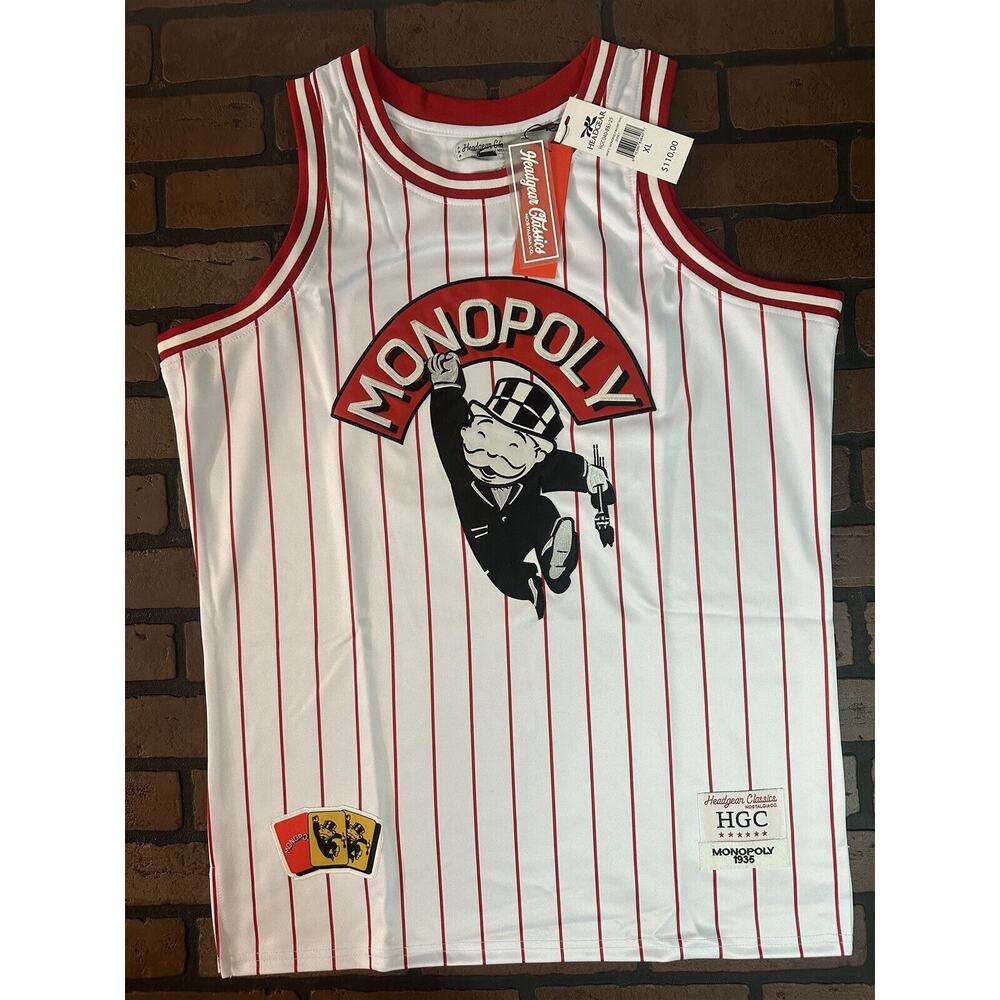 MONOPOLY‎ White Headgear Classics Basketball Jersey~Never Worn~XL